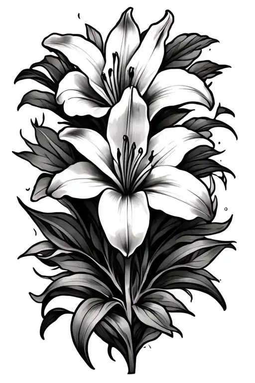 Zodiak Lilien Tattoo Design