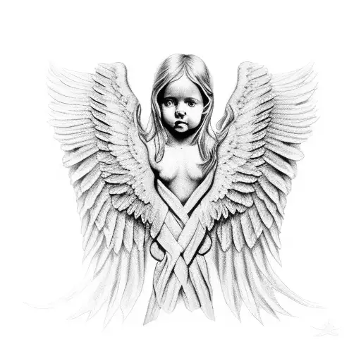 Angel Wings Wrapped Around 1776 Flag