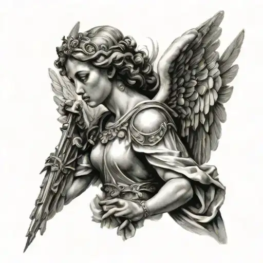 Rome Style Angel Realism Tattoo Design