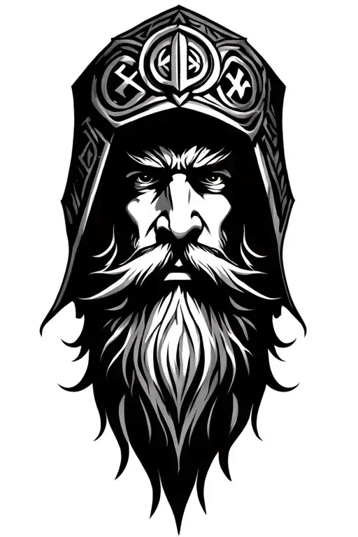 Odin Hooded One Eye Beard Viking Runes