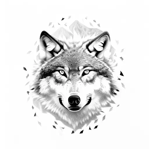 Side Facing Wolf Blended Into Flowers
