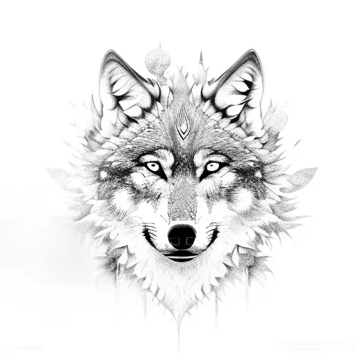 Profile Of Wolf Fading Into Flowers