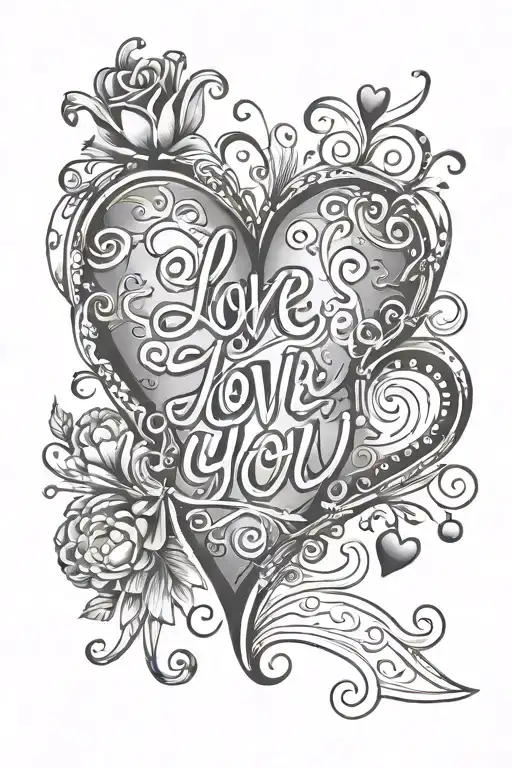 Hand Written I Love You With 6 Hearts Card