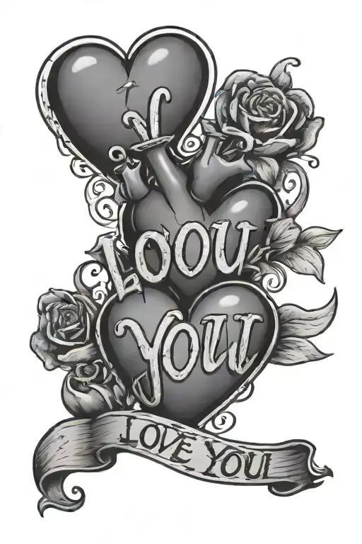 Hand Written I Love You With 6 Hearts Surrounded