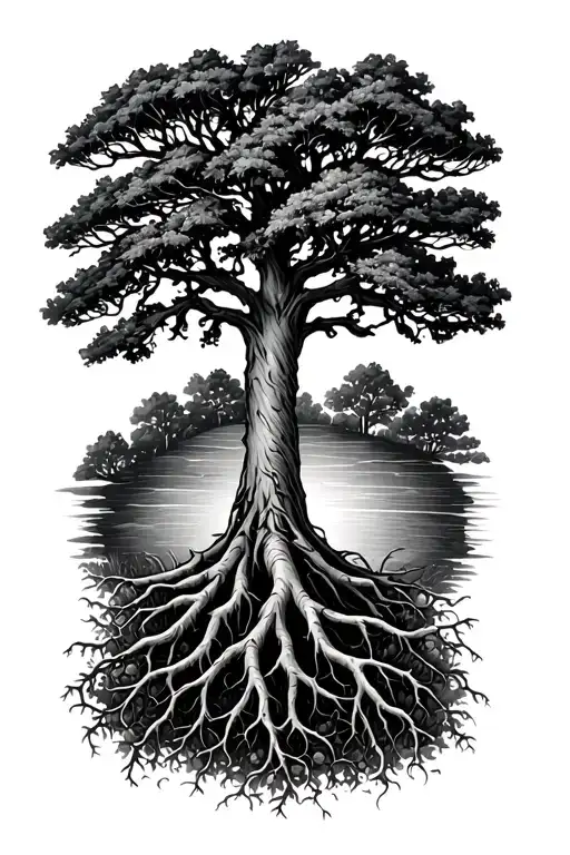 Oak Tree With Roots