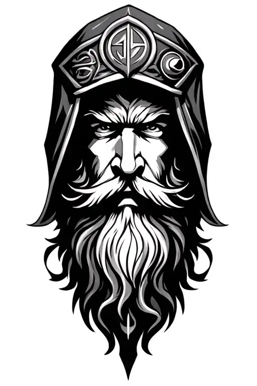 Odin Hooded One Eye Beard Viking Runes