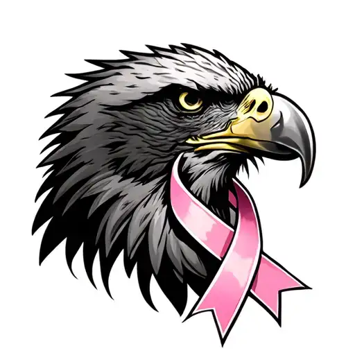Eagle Head Breast Cancer Ribbon Wrapped