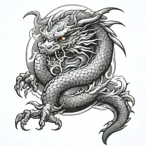 Japanese Style Tattoo With Dragon Emerging