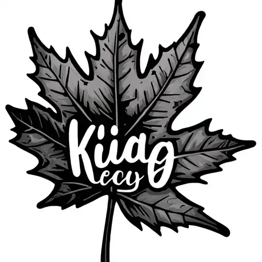 Kids Names On Hand With Maple Leafs By Thumb And Index Finger