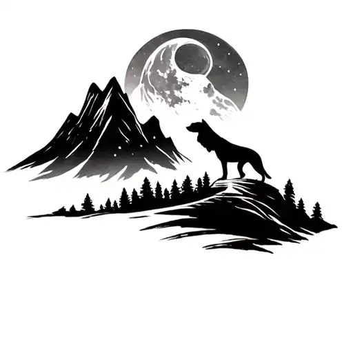 Moon And Mountain Incorporating 2 Borrowed Dog Pasta