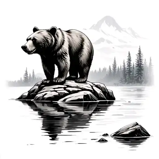 Bear On Rock And River
