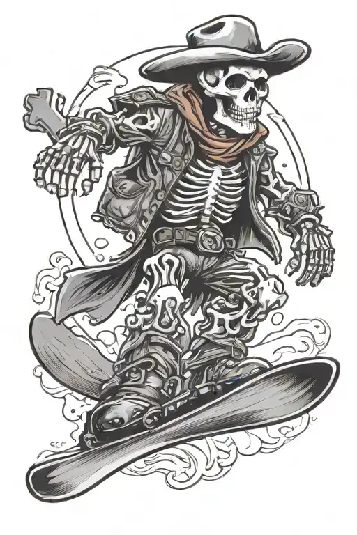 Cowboy Skeleton Snowboarding