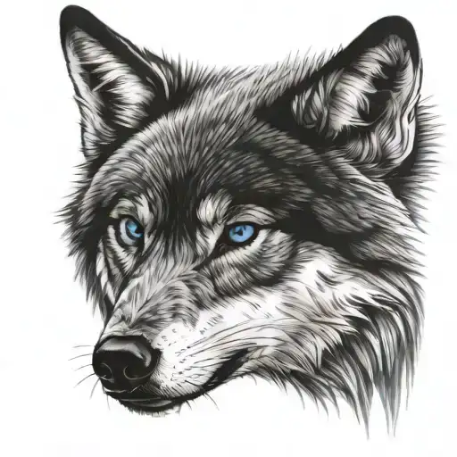 Wolf Blue Eyes Looking