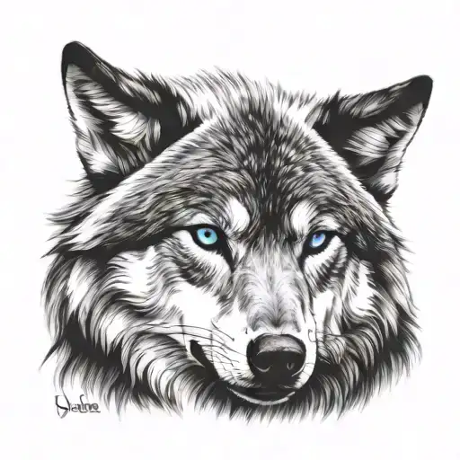 Wolf Blue Eyes Looking Simple