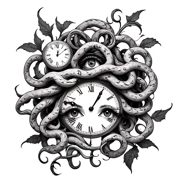 Medusa And Clock And Vines And Eye