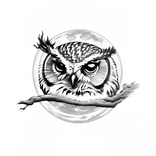 Owl Flying Head-on With The Moon In The Background