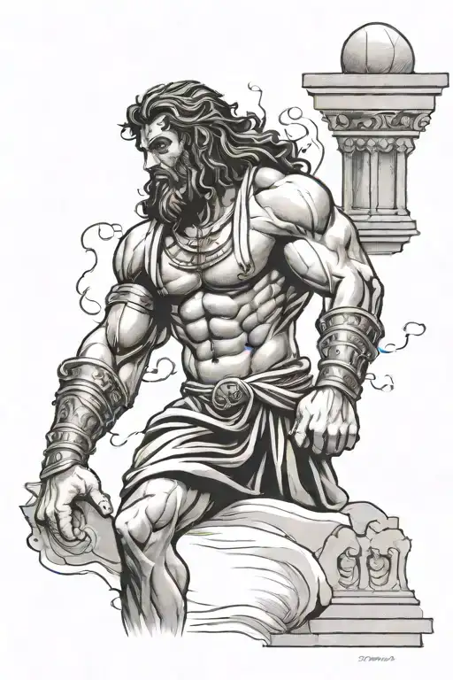 Samson From Bible In Between Pillars