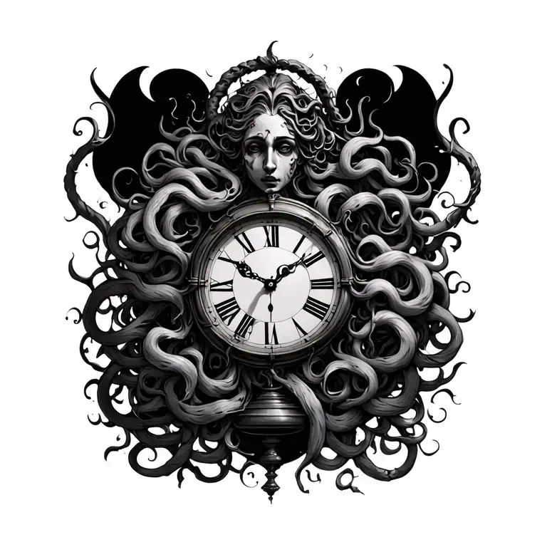 Medusa And Clock And Vines Hour Glass