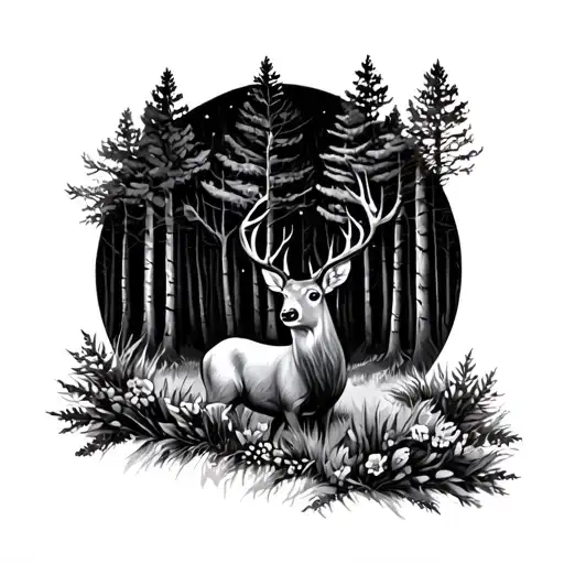 Forest Back Ground Dear In Front