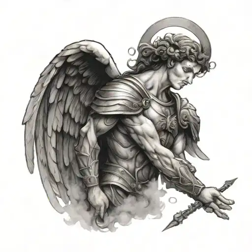 Archangel Micheal With Roman Background Black