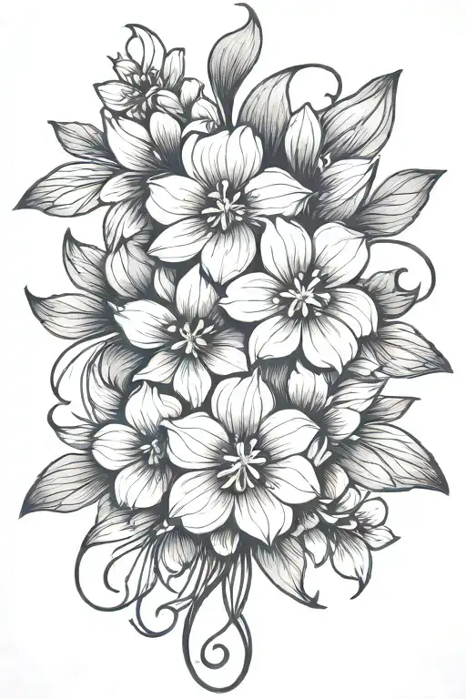 Simple Line Of Violet Flowers Intertwined