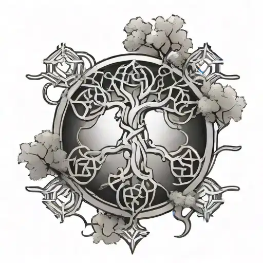 Cyber Sigil Intertwined Symbolizing Life Tree