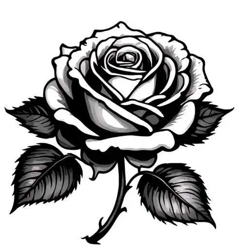 Simple Line Rose Tattoo Design
