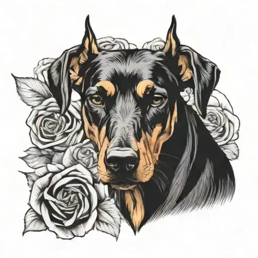 Doberman Skull Roses My Son