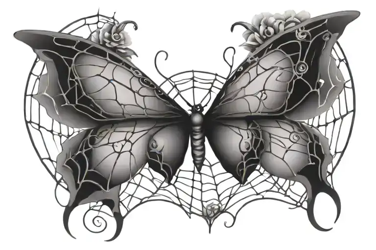 Spiderweb With An Eye And Butterfly