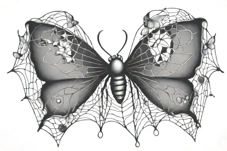 Spiderweb With An Eye And Butterfly