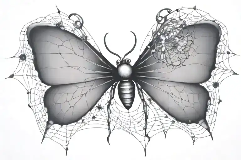 Spiderweb With An Eye And Butterfly
