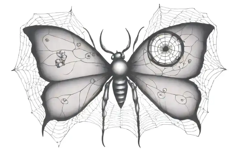 Spiderweb With An Eye And Butterfly