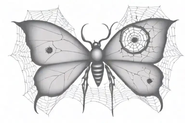 Spiderweb With An Eye And Butterfly