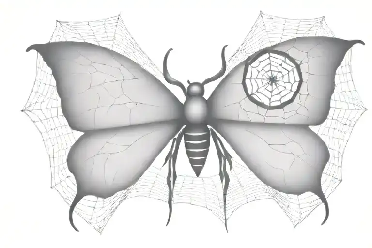 Spiderweb With An Eye And Butterfly