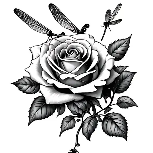 Rose And Dragonfly