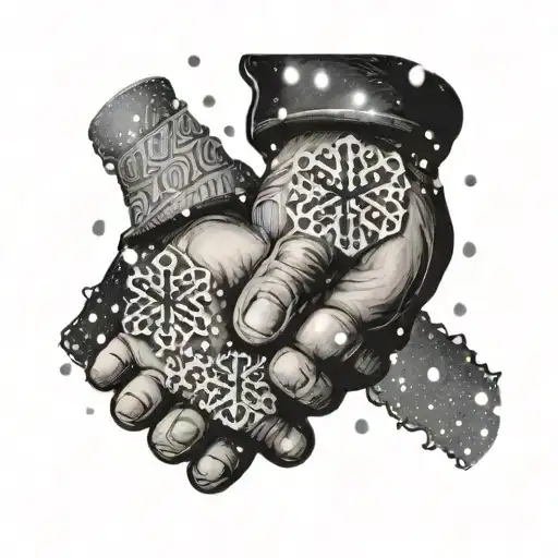 Shaking Hands While Snowflakes Fall In The Background