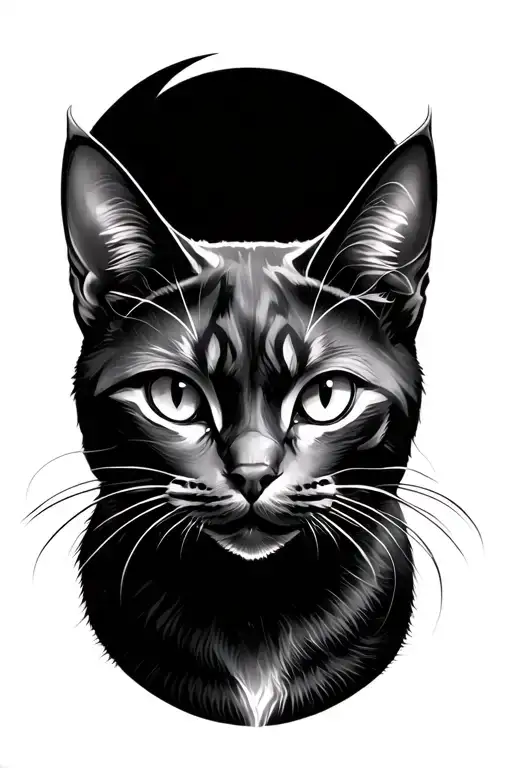 Neo Trad Cat Face Flourish