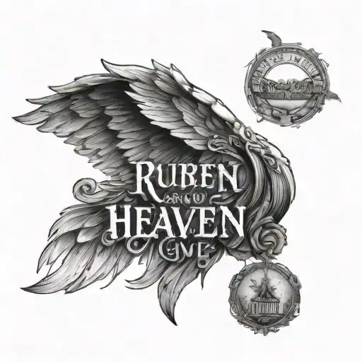 Angel Wings In The Middle That Says Ruben And Below That Says From Heaven Your Eyes Guide Me