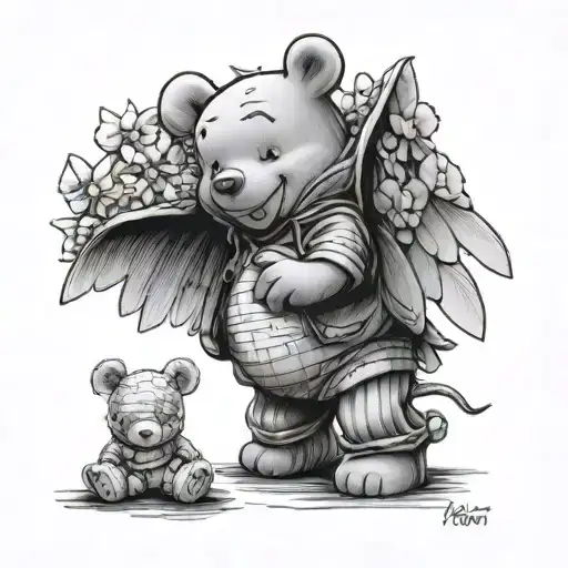 Pooh With Louis Vuitton Pattern On His Shirt Sm Angel Is Trying