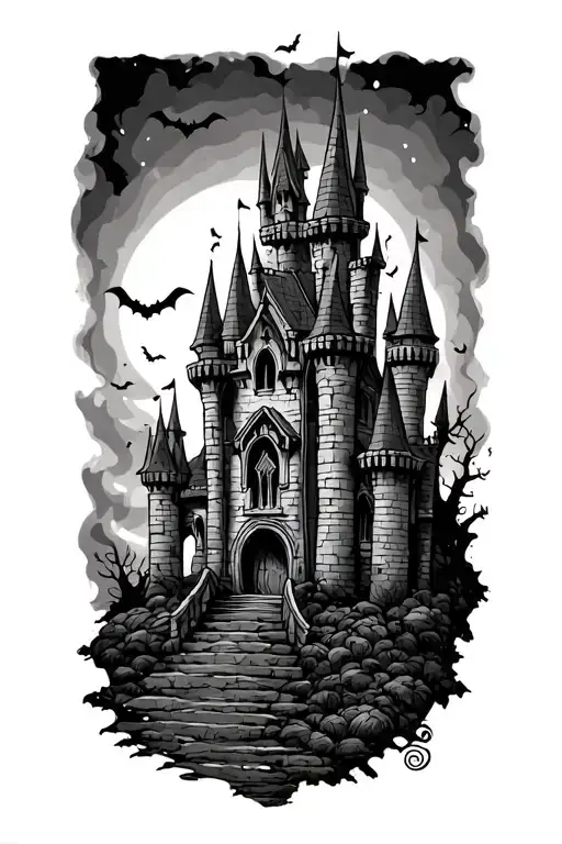Spooky Castle Tall Skinny Outline