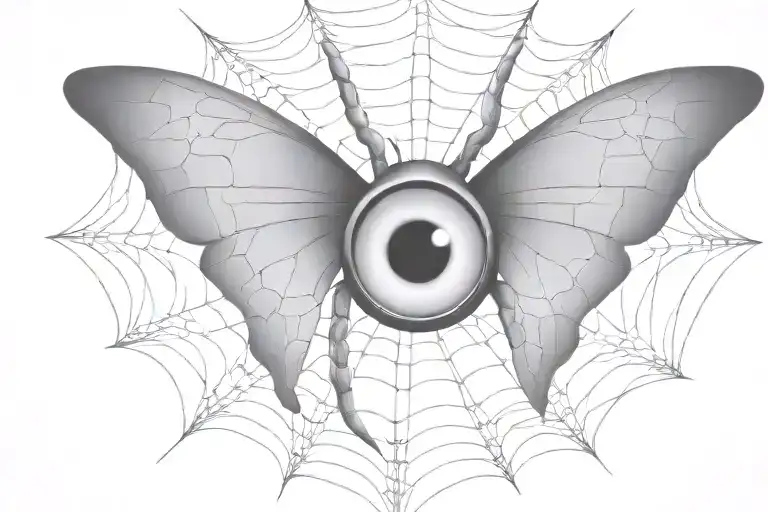 Spiderweb With An Eye And Butterfly