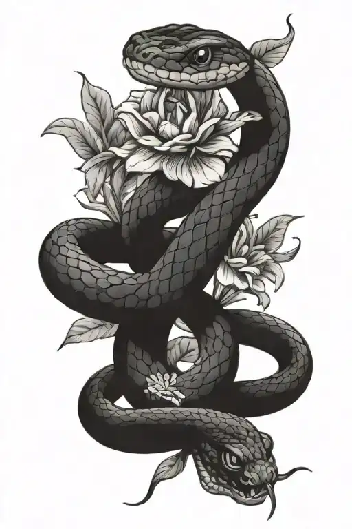 Snake With Flowers