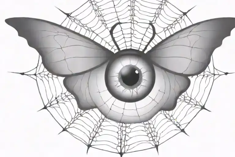 Spiderweb With An Eye And Butterfly