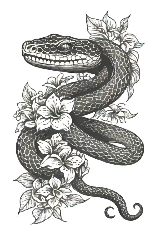 Snake With Flowers