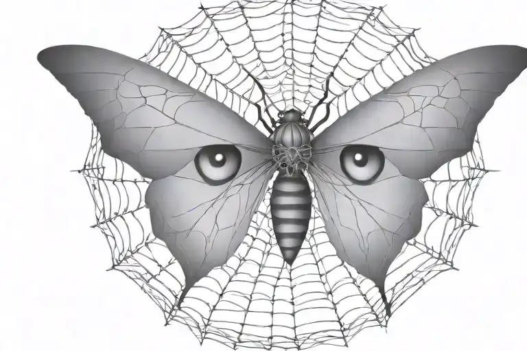 Spiderweb With An Eye And Butterfly