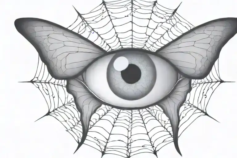 Spiderweb With An Eye And Butterfly