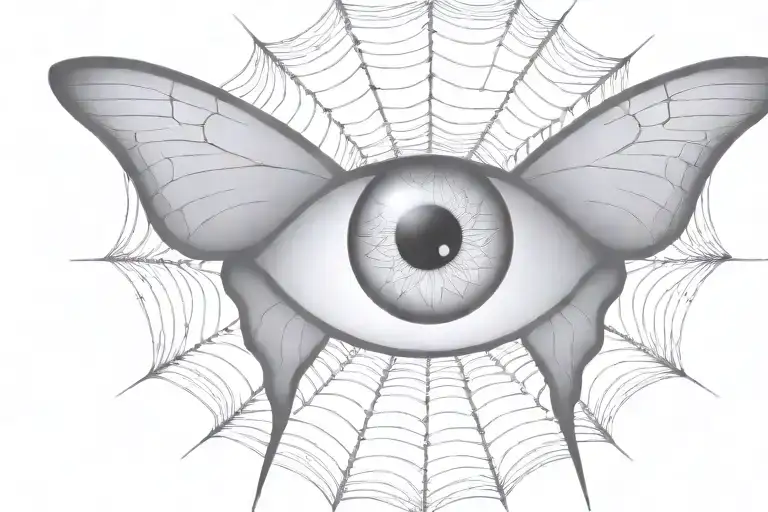 Spiderweb With An Eye And Butterfly