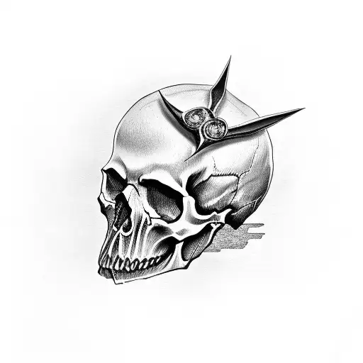 Skull With Dead Man's Hand