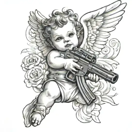 Baby Angel And Gun