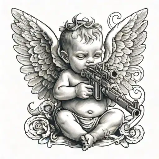 Baby Angel With 2 Smoking Guns